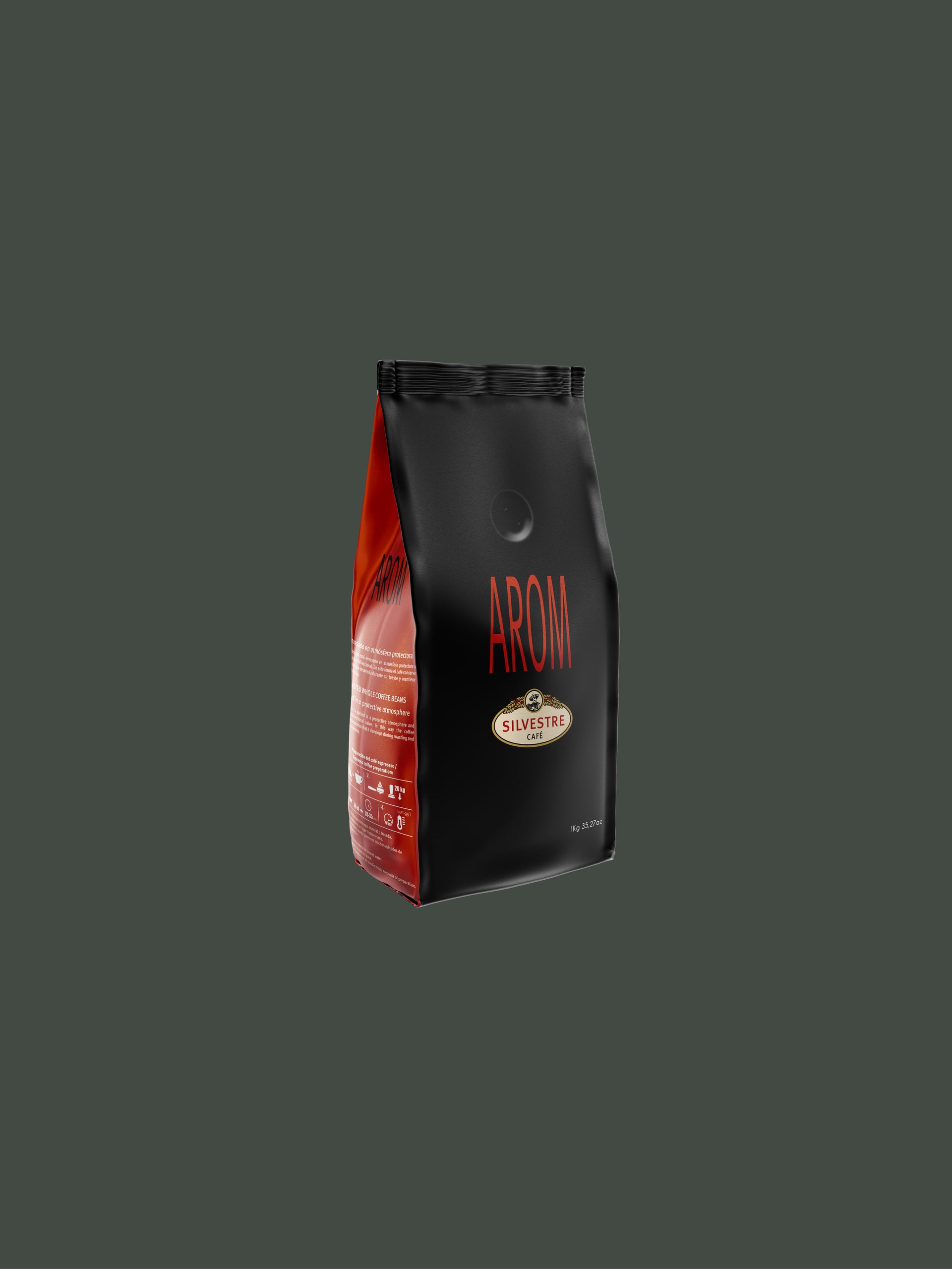 Découvrez Arom: Café Grains - Un mélange riche en saveurs, 70% Arabica, 30% Robusta, notes de miel, cannelle et noix