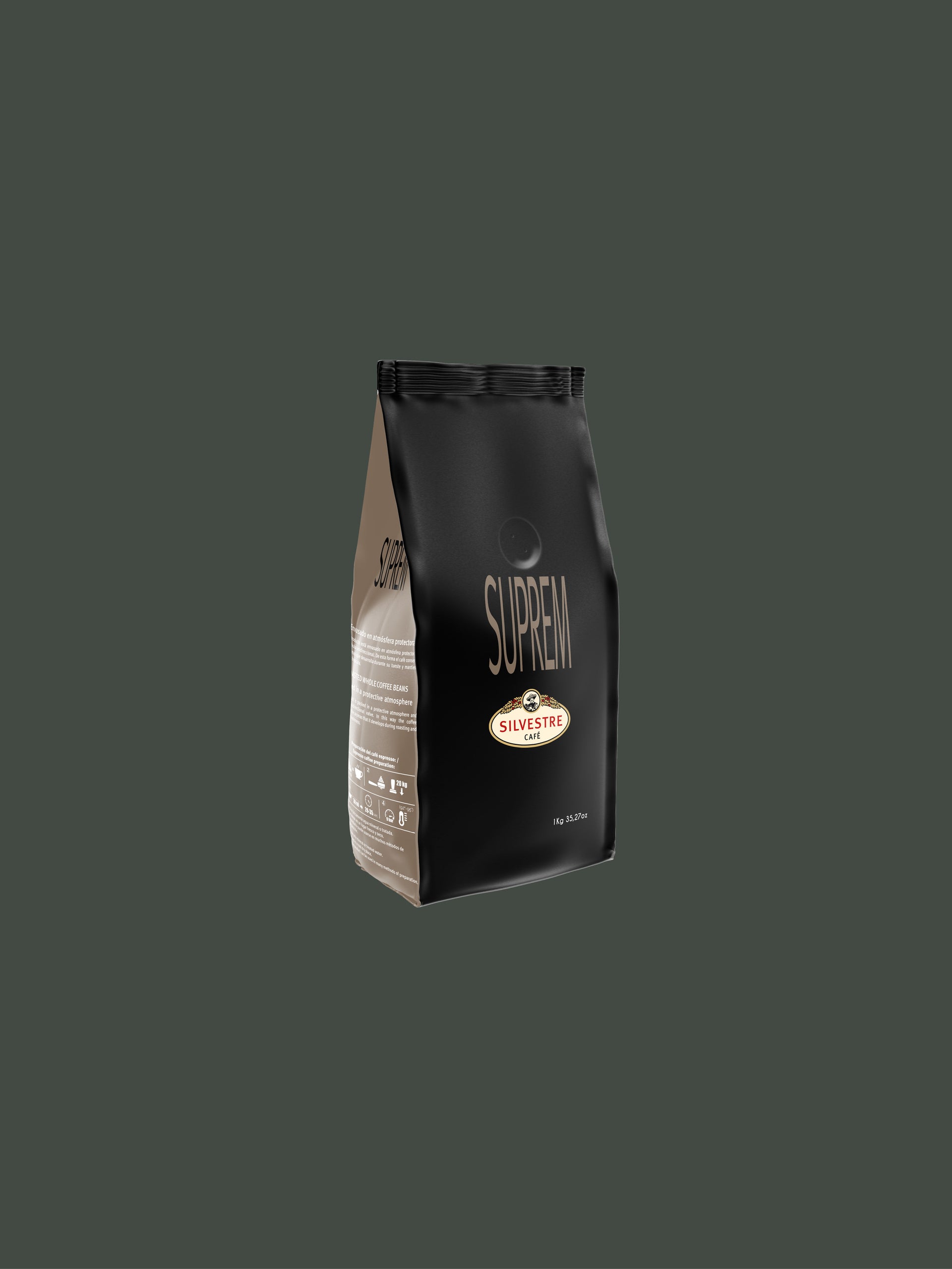 SUPREM Café Grains : Mélange 100% Arabica du Guatemala, d'Éthiopie & du Brésil, torréfaction moyenne pour un espresso Corsé et floral